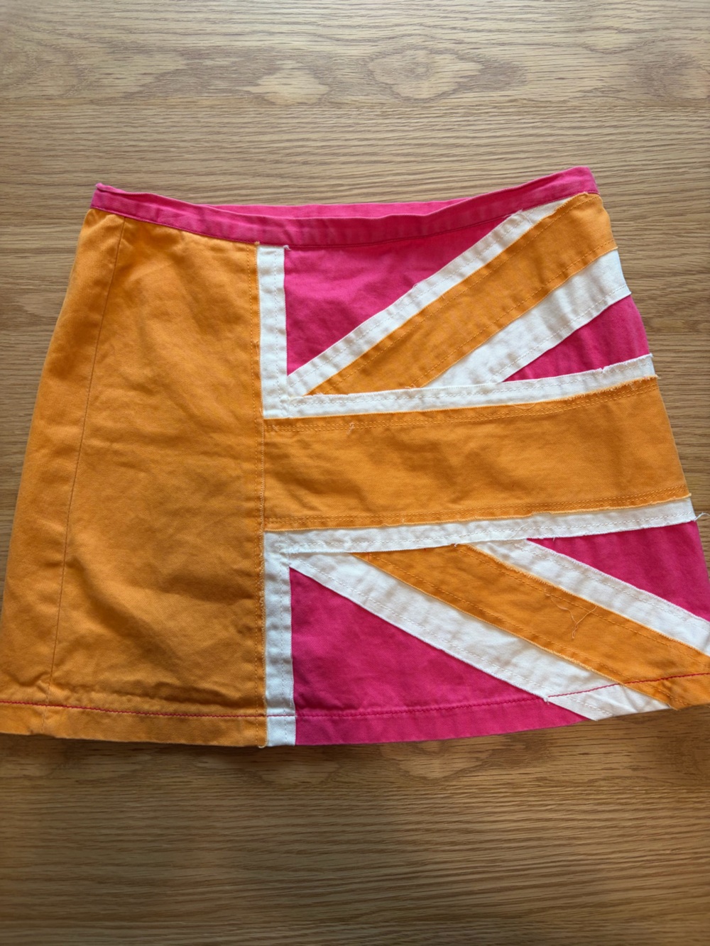 Boden Pink, Orange & White Union Jack Mini Skirt